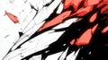 A dynamic abstract design featuring contrasting red, black, and white shards