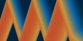 A dynamic abstract design with overlapping triangles in a zig-zag pattern. Gradient shades of orange and blue