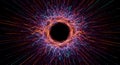 Dynamic abstract digital art with vibrant lines radiating from a central black hole concept Royalty Free Stock Photo