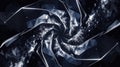 Dynamic Abstract Digital Artwork Spiraling Geometric Shapes Light Reflections Dark Background - Royalty Free Stock Photo