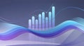 Dynamic Abstract Digital Data Visualization with Flowing Layered Waves, Upward Trending Line Graphs, and Bar Charts Royalty Free Stock Photo