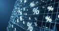 Digital Percentage Data Visualization with Network Grid Royalty Free Stock Photo