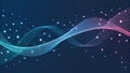 Dynamic abstract digital wave pattern with interconnected nodes on a dark blue background Royalty Free Stock Photo