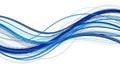 Dynamic abstract flowing waves of thin blue and dark lines on a white background creating a sense of movement Royalty Free Stock Photo