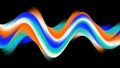 A dynamic abstract fluid wave with vibrant orange, blue, and teal colors on a black background Royalty Free Stock Photo