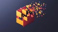 Dynamic abstract folder icon with colorful business files dispersing