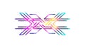 Dynamic Abstract Geometric Pattern with Intersecting Neon Lines, vector design Generative AI Royalty Free Stock Photo