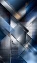 Dynamic abstract geometric pattern with metallic blue and silver tones.jpeg Royalty Free Stock Photo