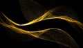 Dynamic abstract golden shimmering waves of light on a black background Royalty Free Stock Photo