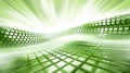 Dynamic abstract green grid tunnel with light streaks and a perspective effect.