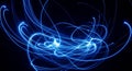 Abstract Blue Swirling Light Trails on a Dark Background Royalty Free Stock Photo