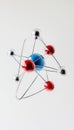 Dynamic abstract molecule atom model illustration featuring minimalist scientific and medical themes Royalty Free Stock Photo