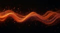 Dynamic abstract orange wave of glowing particles on black background, representing energy flow, motion, or futuristic data. Royalty Free Stock Photo