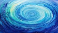A dynamic abstract painting depicting a mesmerizing blue vortex with layered, flowing textures. Royalty Free Stock Photo