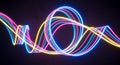 Abstract neon light trails silhouette Royalty Free Stock Photo