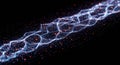 A dynamic abstract representation of a glowing particle stream against a dark background