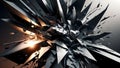 Dynamic abstract scene with sharp, angular shards seemingly exploding outward. Royalty Free Stock Photo