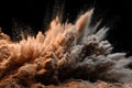Explosive Dust Cloud Burst in Dark Studio< title Royalty Free Stock Photo