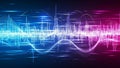Dynamic Abstract Sound Waveform Visualization with Blue and Pink Neon Lights and Digital Data Streams Royalty Free Stock Photo
