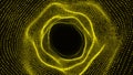 Dynamic abstract-tunnel with digital-particles creating a futuristic-vortex effect design. Royalty Free Stock Photo