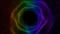 Dynamic abstract-tunnel with digital-particles creating a futuristic-vortex effect design. Royalty Free Stock Photo