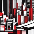Dynamic Abstract Urban Energy: Bold Cityscape in Red, Black, and White Royalty Free Stock Photo
