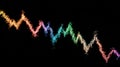 Vibrant Rainbow Sparkle Wave Graph Against Black Background Royalty Free Stock Photo