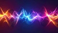 Dynamic abstract visualization of a continuous glowing particulate waveform representing digital data flow or audio frequency Royalty Free Stock Photo