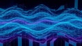 Digital abstract data visualization with glowing blue and purple wireframe waves Royalty Free Stock Photo