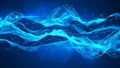 Blue geometric digital network wave pattern with glowing lines Royalty Free Stock Photo