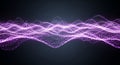 Abstract Glowing Purple Particle Waveform on Dark Background blue bright Royalty Free Stock Photo