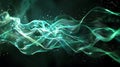 Dynamic abstract waveforms: glowing green particles, data visualization, modern technology, vibrant design Royalty Free Stock Photo