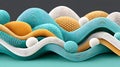 Dynamic abstract waves in vibrant colors create visually striking pattern, evoking sense of movement and fluidity