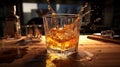 Dynamic Action Sequence: Glass Splashing Into Whiskey