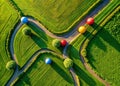 Dynamic Aerial Perspective Five Arrows and Balls Traversing Diverse Paths in a Stunning HighAngle Shot Royalty Free Stock Photo