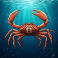 A dynamic AI-generated illustration of a crab depicted underwater. The crab is Royalty Free Stock Photo
