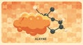 Vibrant alkyne molecule illustration with abstract orange background and textured details Royalty Free Stock Photo