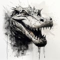 Dynamic Alligator Sketch In Florian Nicolle Style
