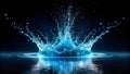 Dynamic aqua splash a stunning visual of water droplets creating a crown-shaped wave. Generative AI Royalty Free Stock Photo
