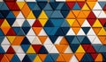 A dynamic arrangement of vibrant triangular mosaic tiles creates a visually appealing geometric pattern. Royalty Free Stock Photo