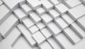 Dynamic arrangement of white rectangular blocks and cubes in relief Royalty Free Stock Photo