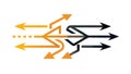 Dynamic Arrows Merging and Splitting, Symbolizing Choice or Process Flow, vector design Generative AI Royalty Free Stock Photo