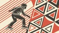 Dynamic Art Deco Rollerblader Action Vector, vector design Generative AI Royalty Free Stock Photo