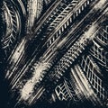 Abstract Grunge Background Featuring Intricate Tire Tracks and Dynamic Patterns