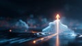 A Dynamic Ascending Arrow Emerges from a Cloud of Light, Symbolizing Growth and Progress in a Futuristic Digital Landscape Royalty Free Stock Photo