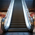 Dynamic ascent Modern escalator in bustling shopping haven, sleek design