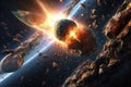 a dynamic asteroid collision in outer space