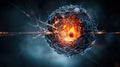 Dynamic atomic reactions in a laboratory science concept energetic environment close-up view