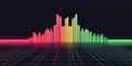 Dynamic Audio Visual Spectrum Displaying Colorful Waveform in a Futuristic Grid Design Royalty Free Stock Photo