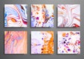 Dynamic backgrounds. trendy placards, commercial covers set. Marble colorful effect. Abstract page poster template for